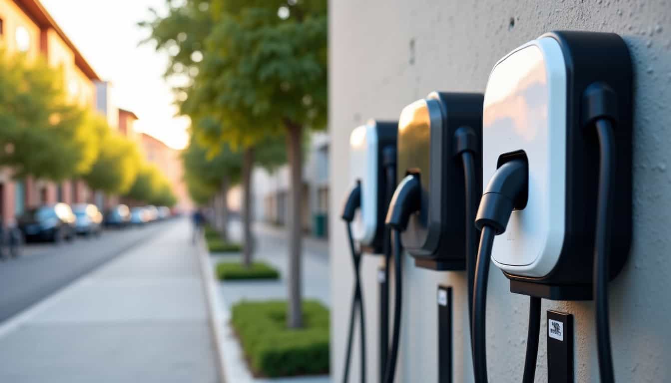 Différents modèles de bornes de recharge électrique installées à Pontivy