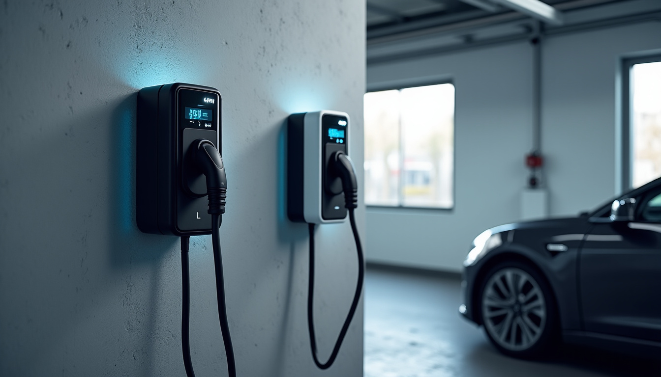 Différents modèles de bornes de recharge électrique installées dans un garage