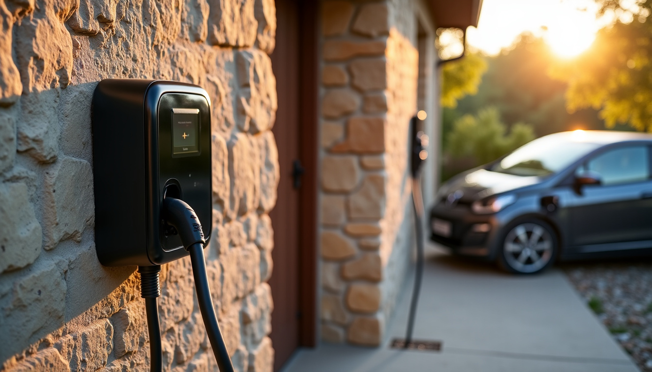 Différents modèles de bornes de recharge électrique installées en Aveyron, en extérieur et en intérieur