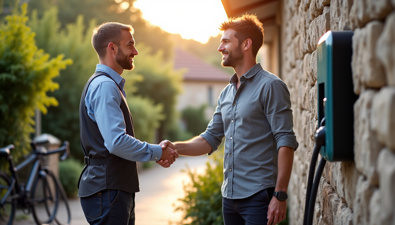 Échange entre un propriétaire et un installateur certifié IRVE à Cosnac