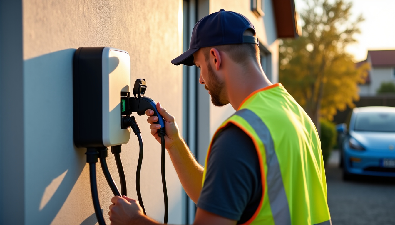 Électricien certifié IRVE en train d