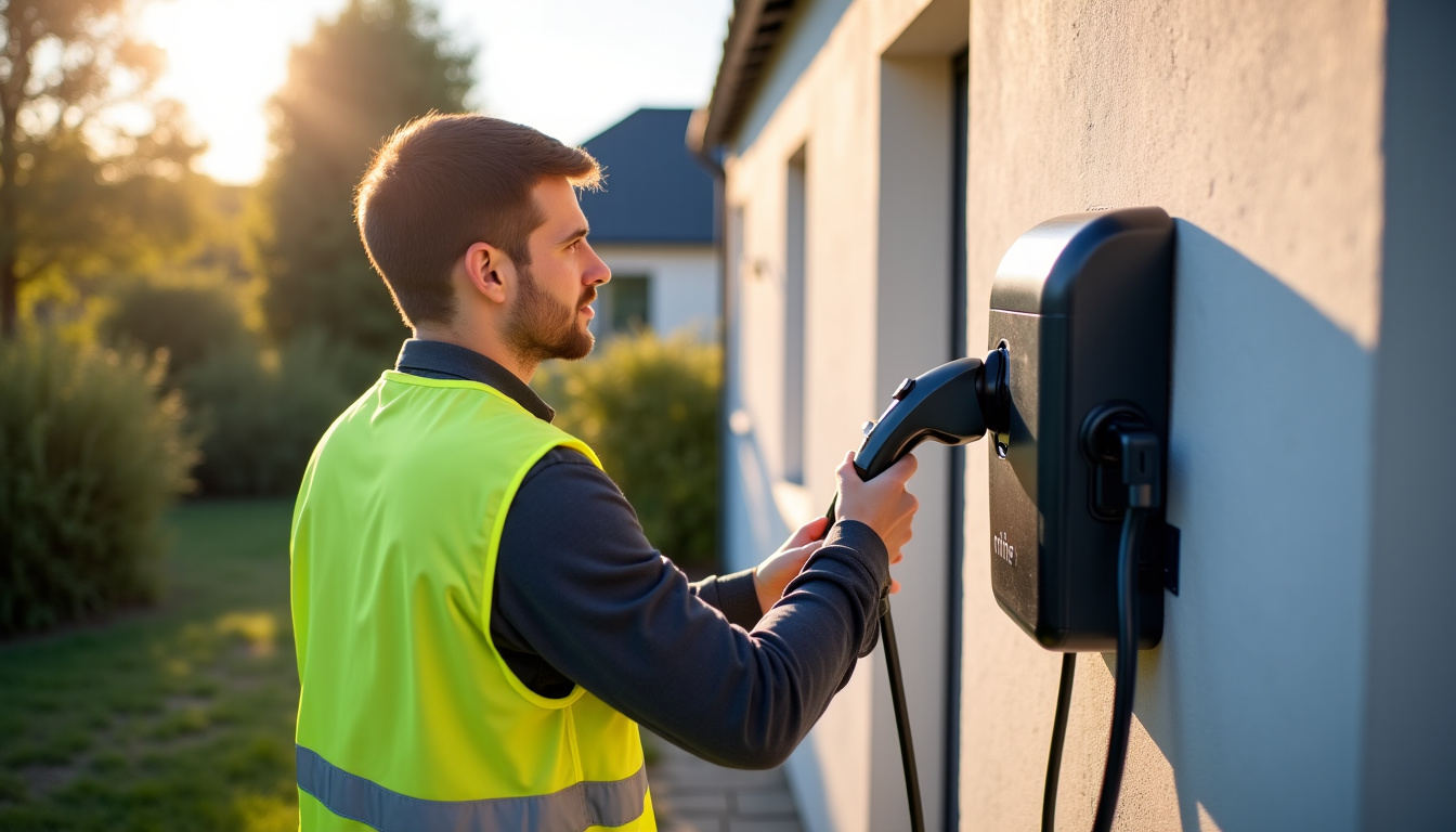 Électricien certifié IRVE en train d