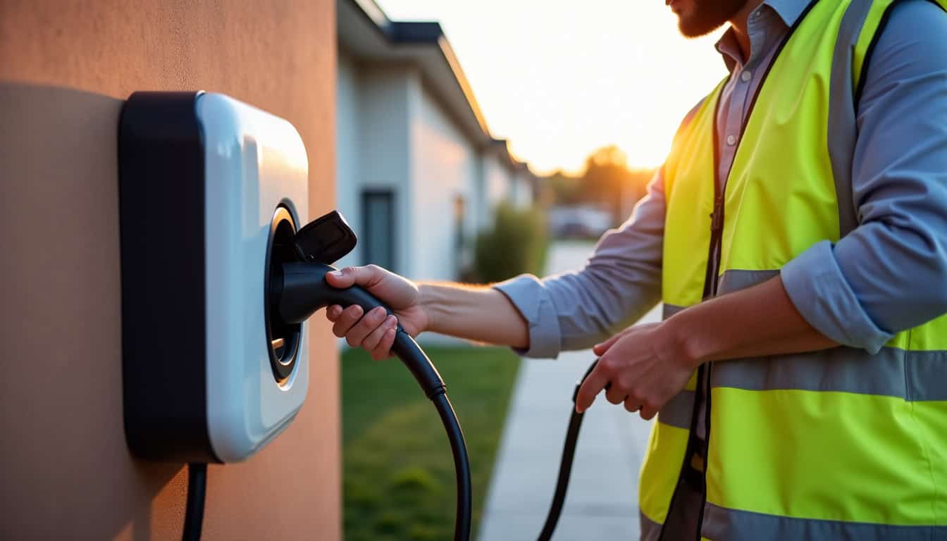 Électricien certifié IRVE en train d