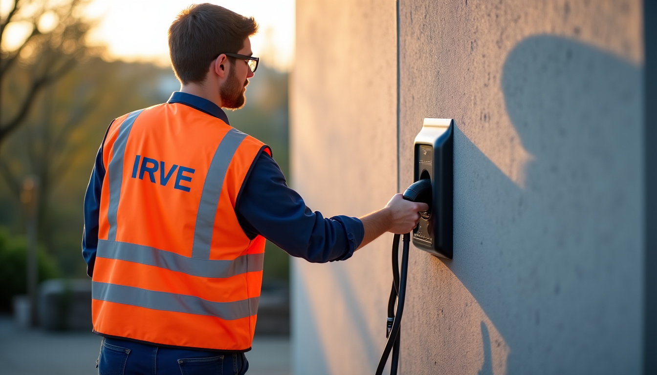 Electricien certifié IRVE en train d