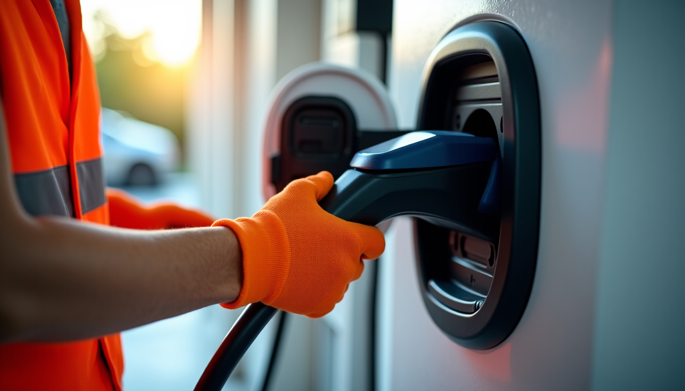 Électricien certifié IRVE en train de tester une borne de recharge