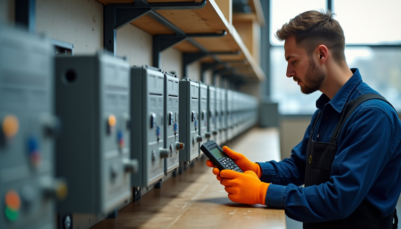 Électricien certifié IRVE vérifiant le matériel avant installation d