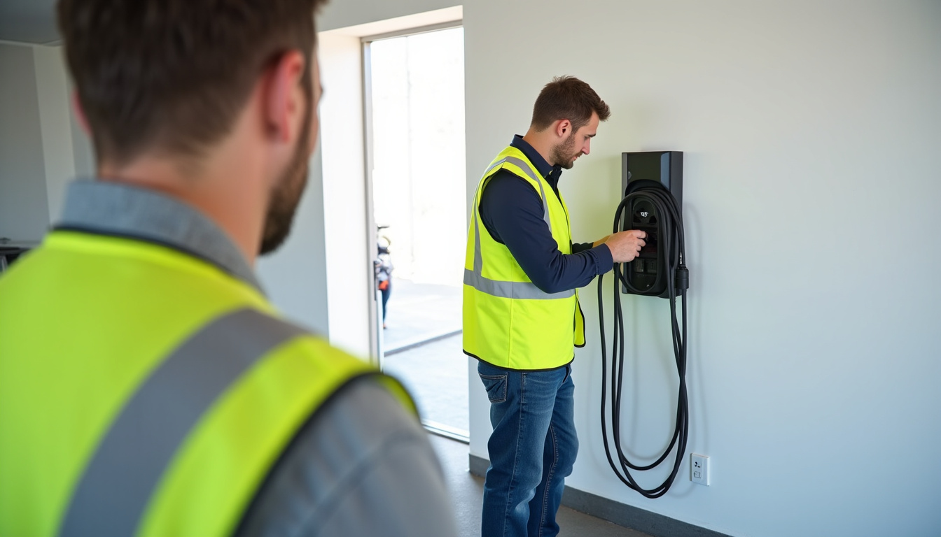 Électricien en train d