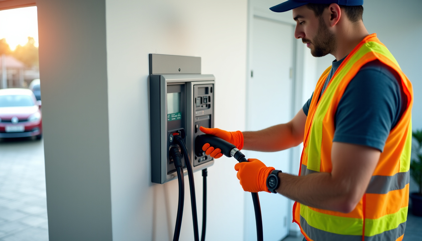 Électricien en train d