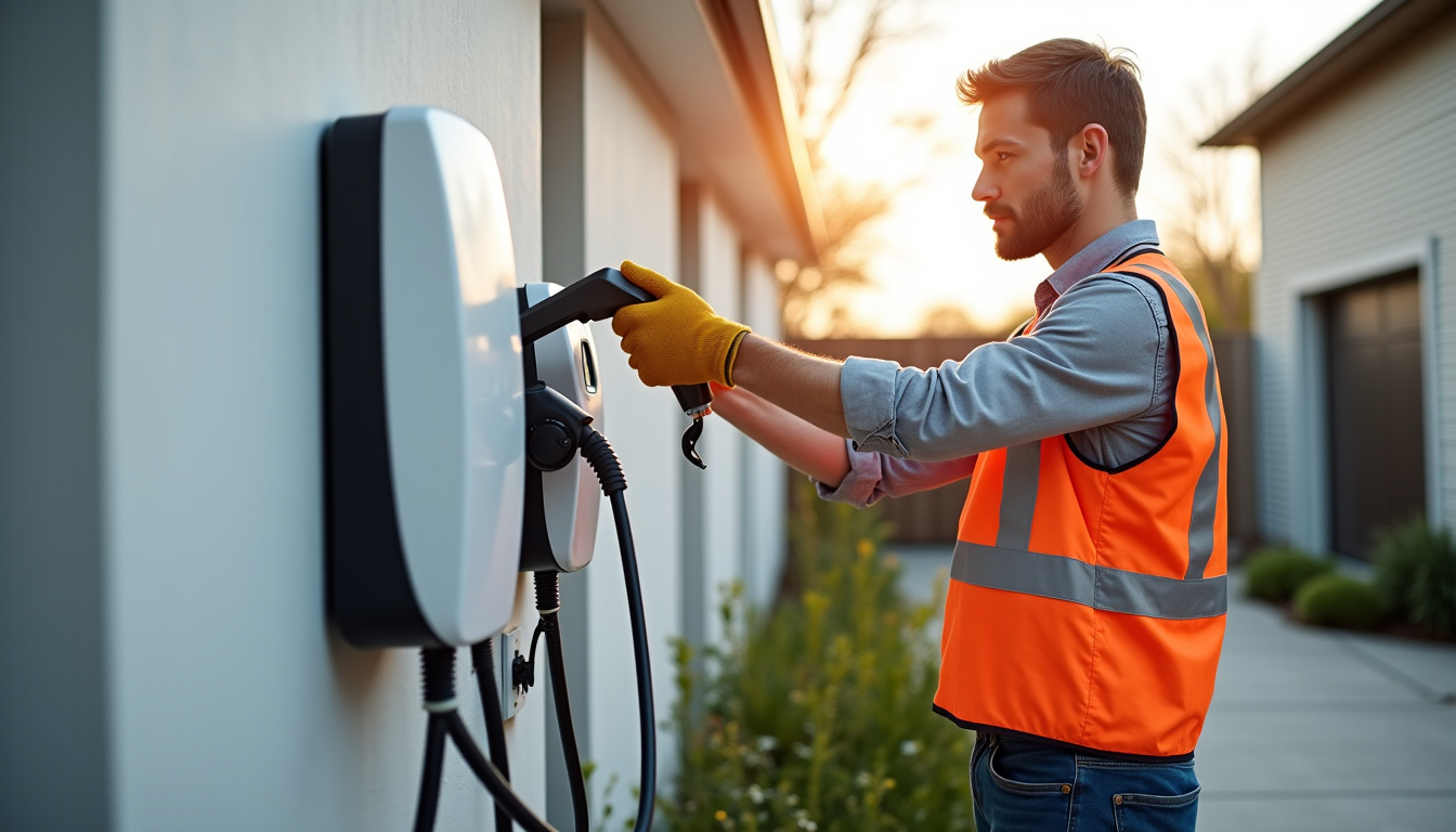 Électricien en train d