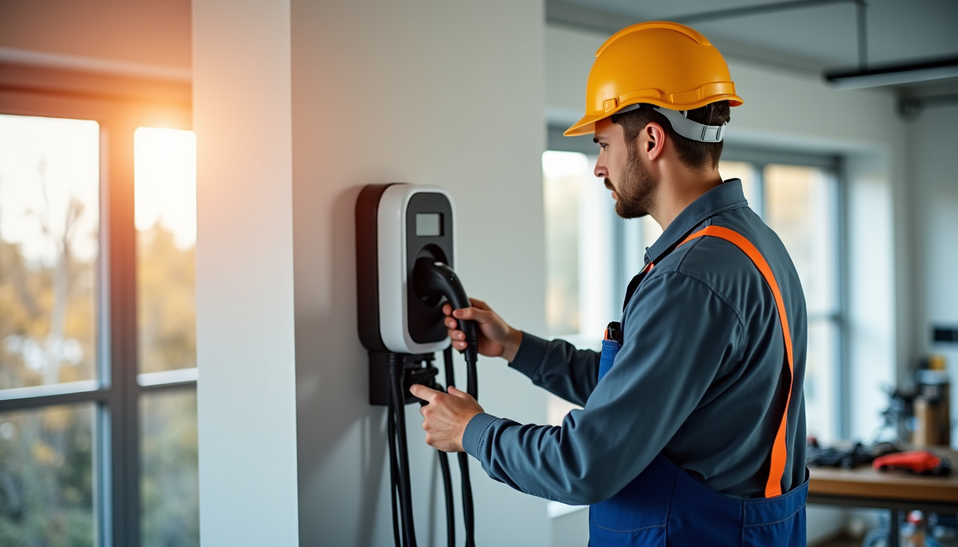 Électricien en train d