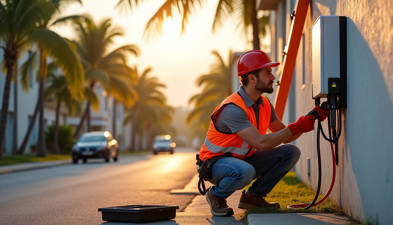Électricien en train d