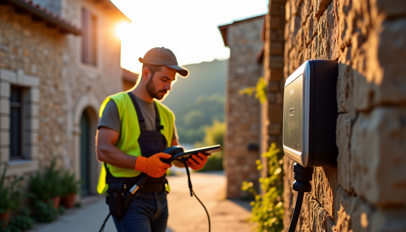 Électricien en train d