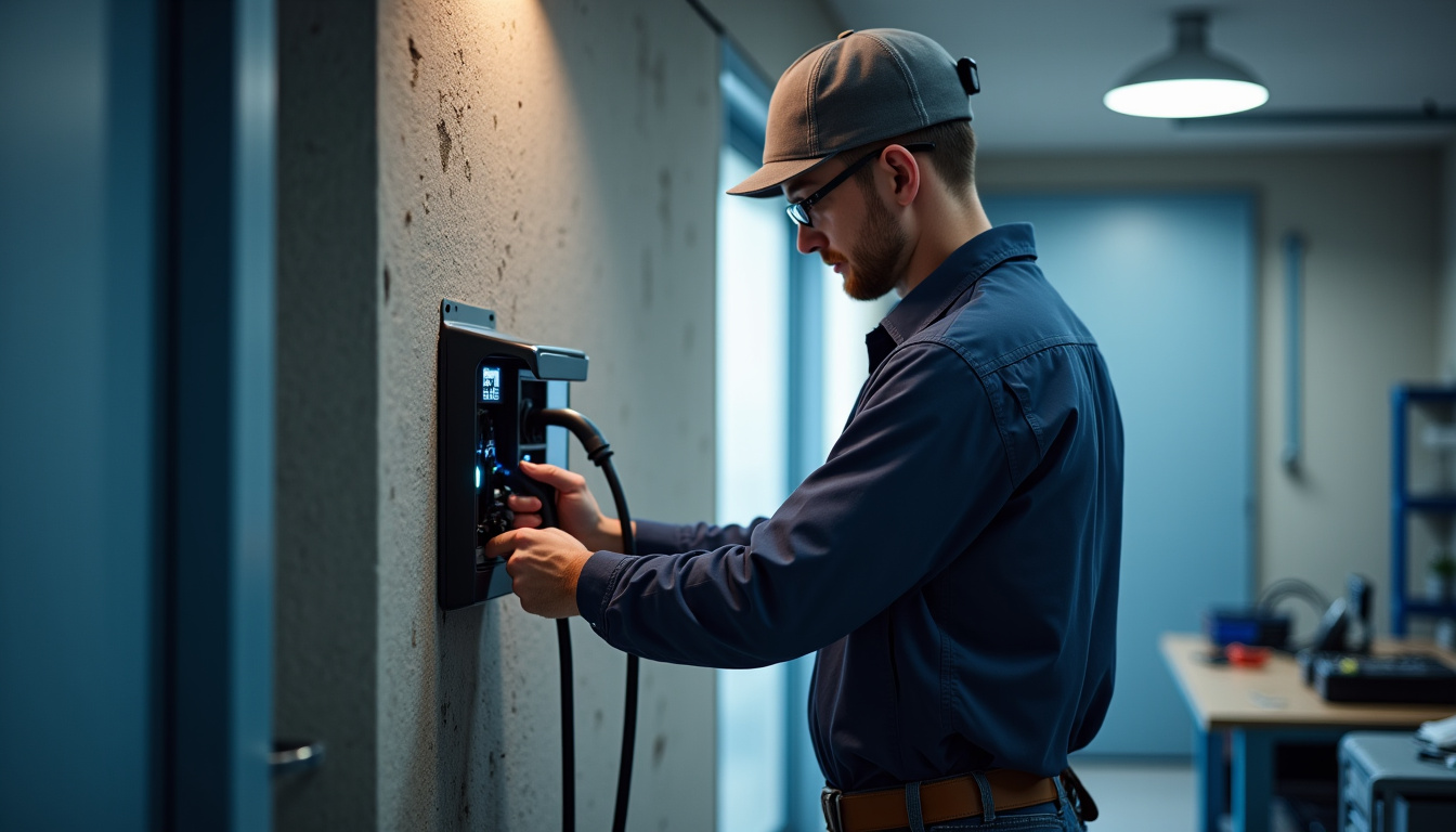 Électricien en train d