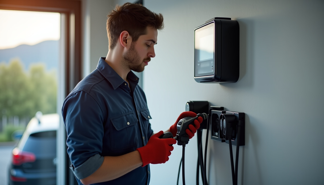 Électricien en train d