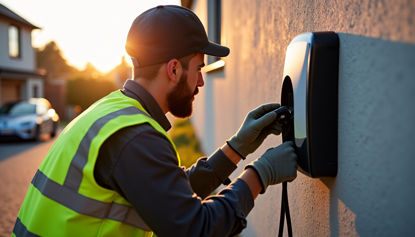 Électricien en train d