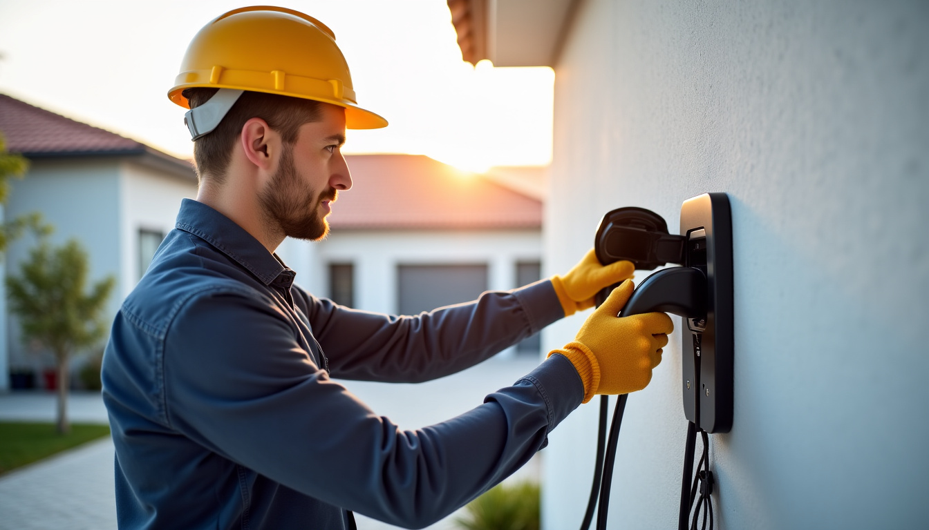 Électricien en train d