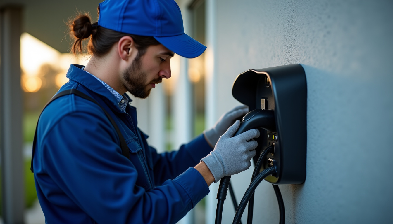 Électricien en train d