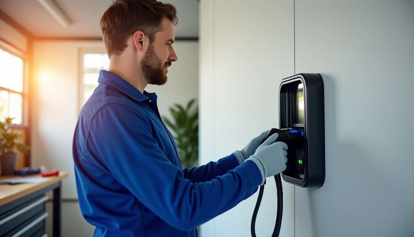 Électricien en train d