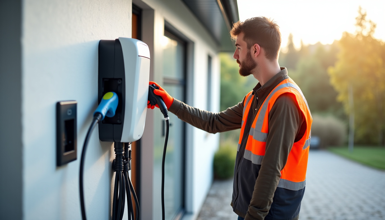 Électricien en train d