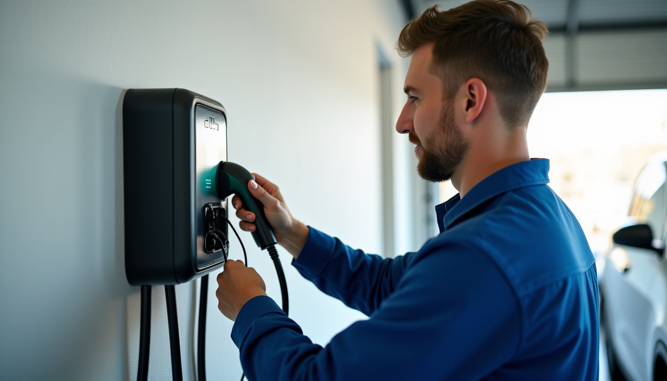 Électricien en train d