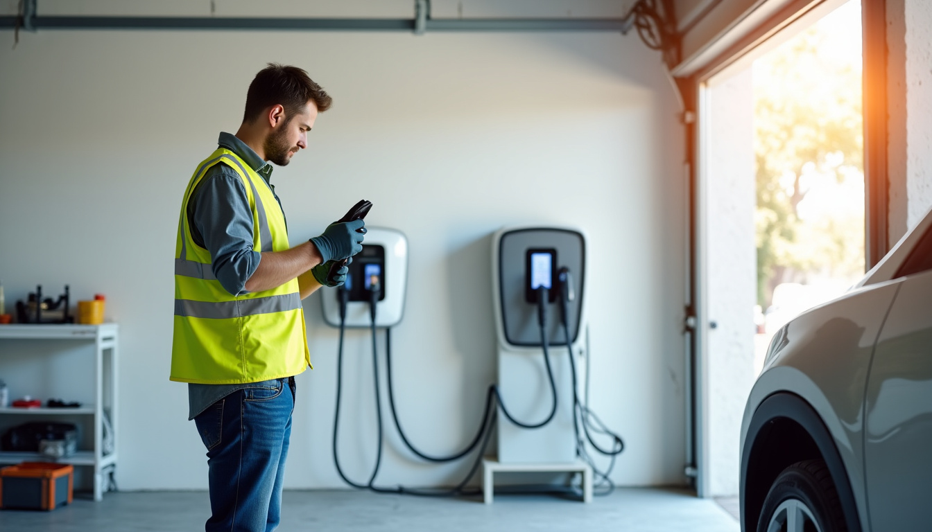 Électricien en train d