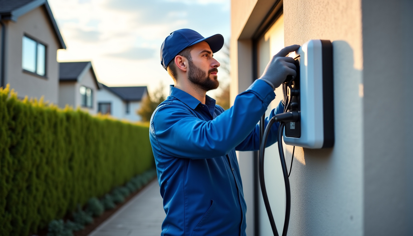 Électricien en train d