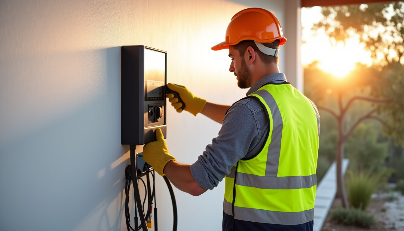 Électricien en train d