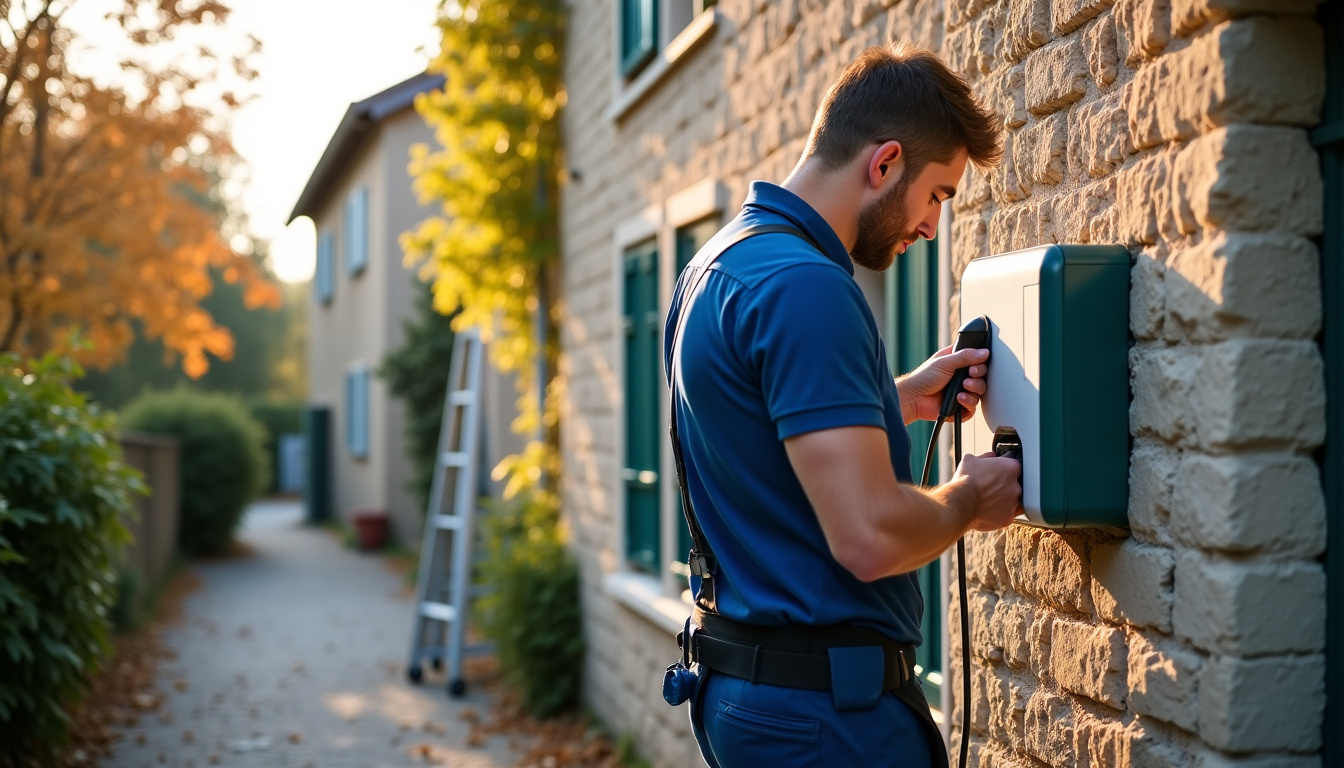 Électricien en train d