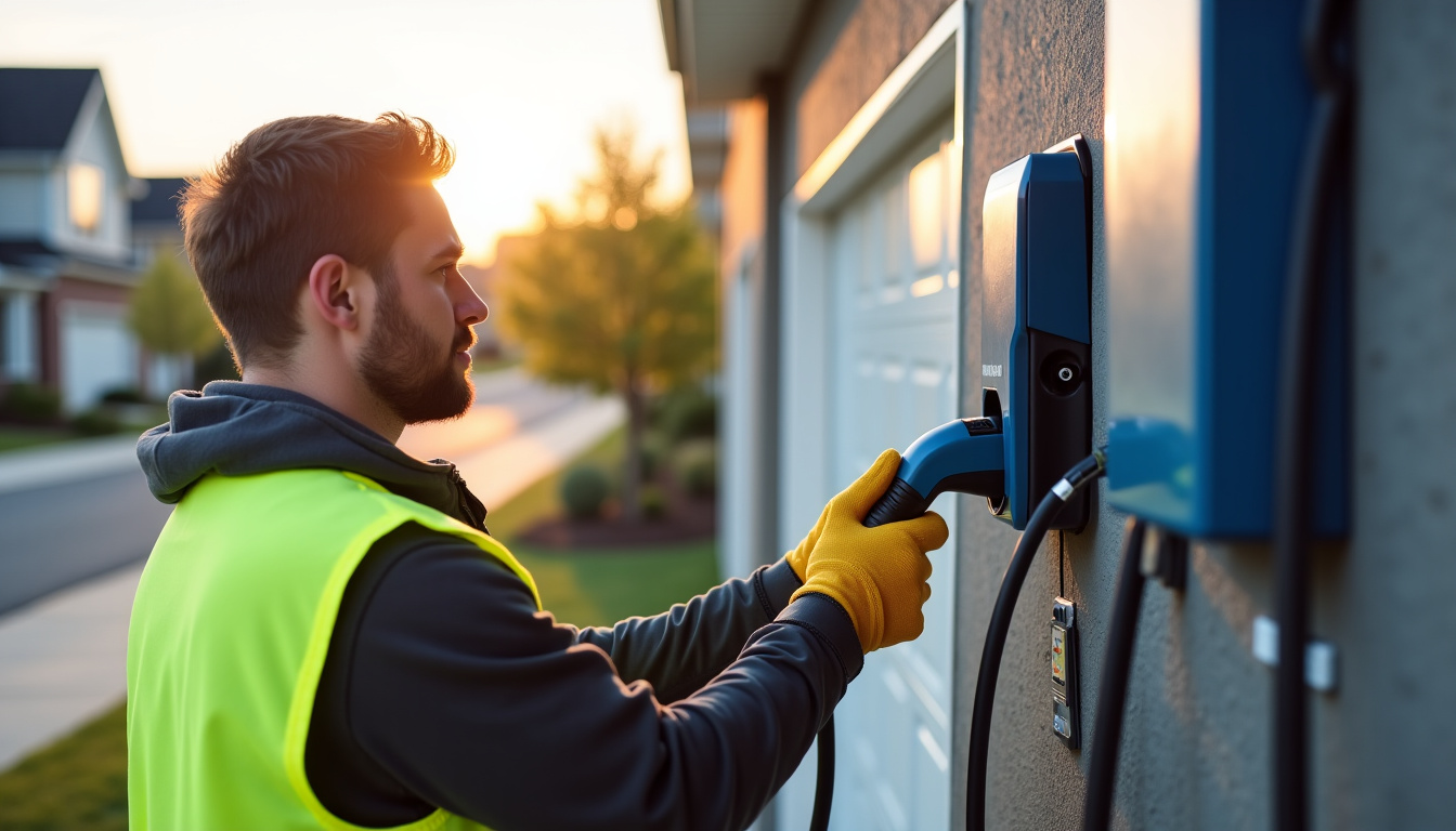 Électricien en train d