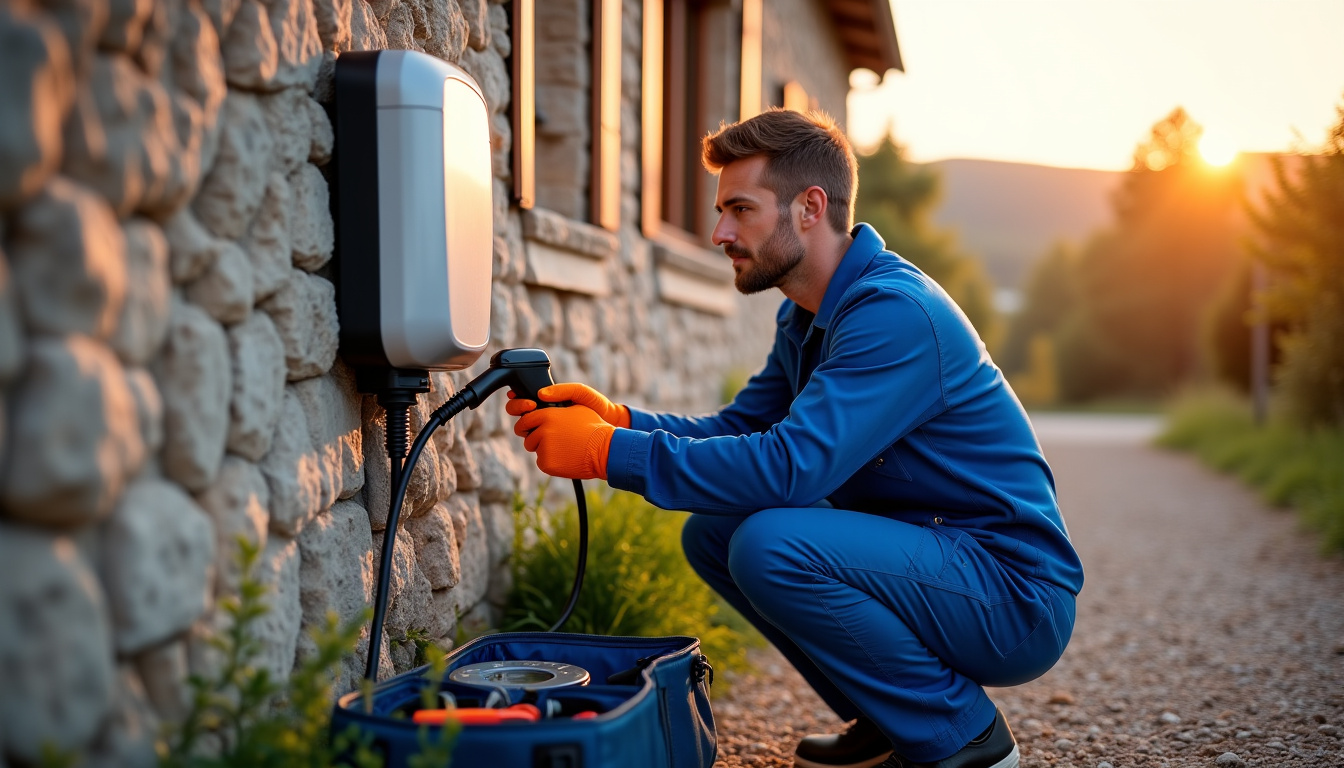 Électricien en train d