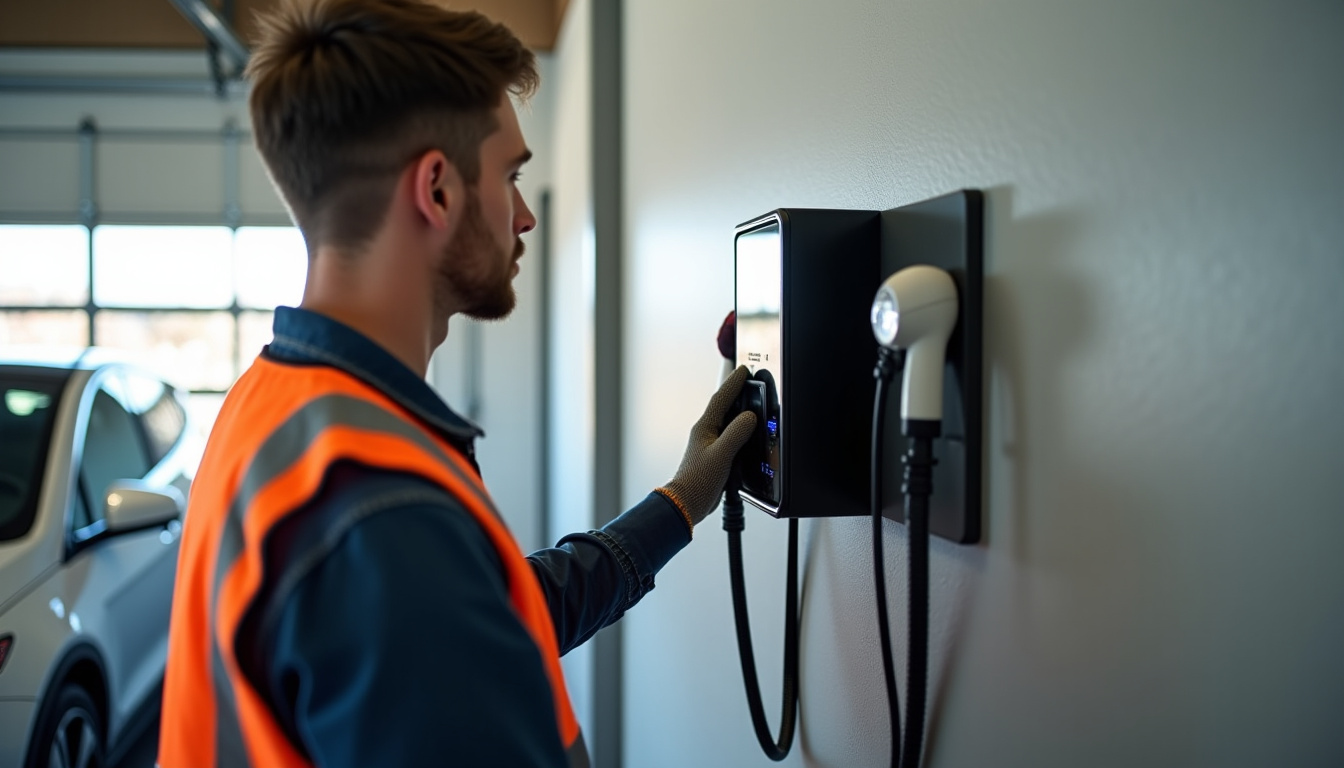 Électricien en train d