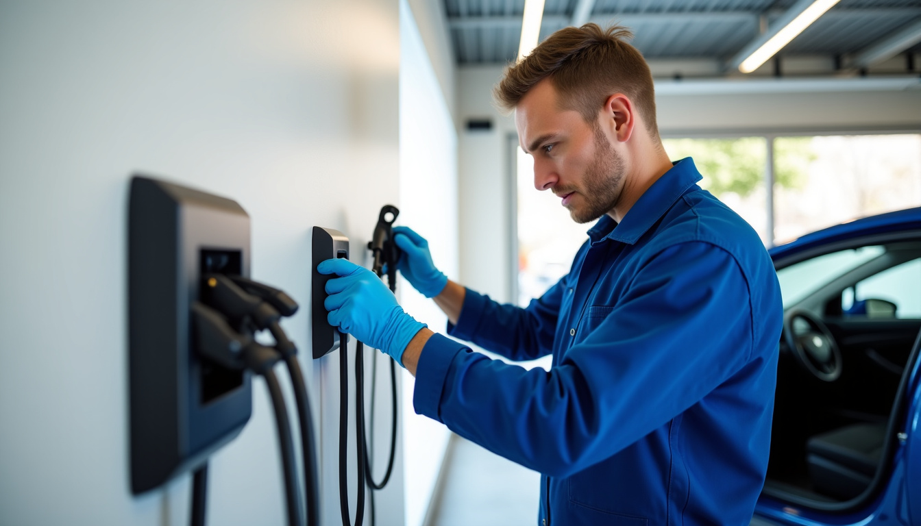 Électricien en train d
