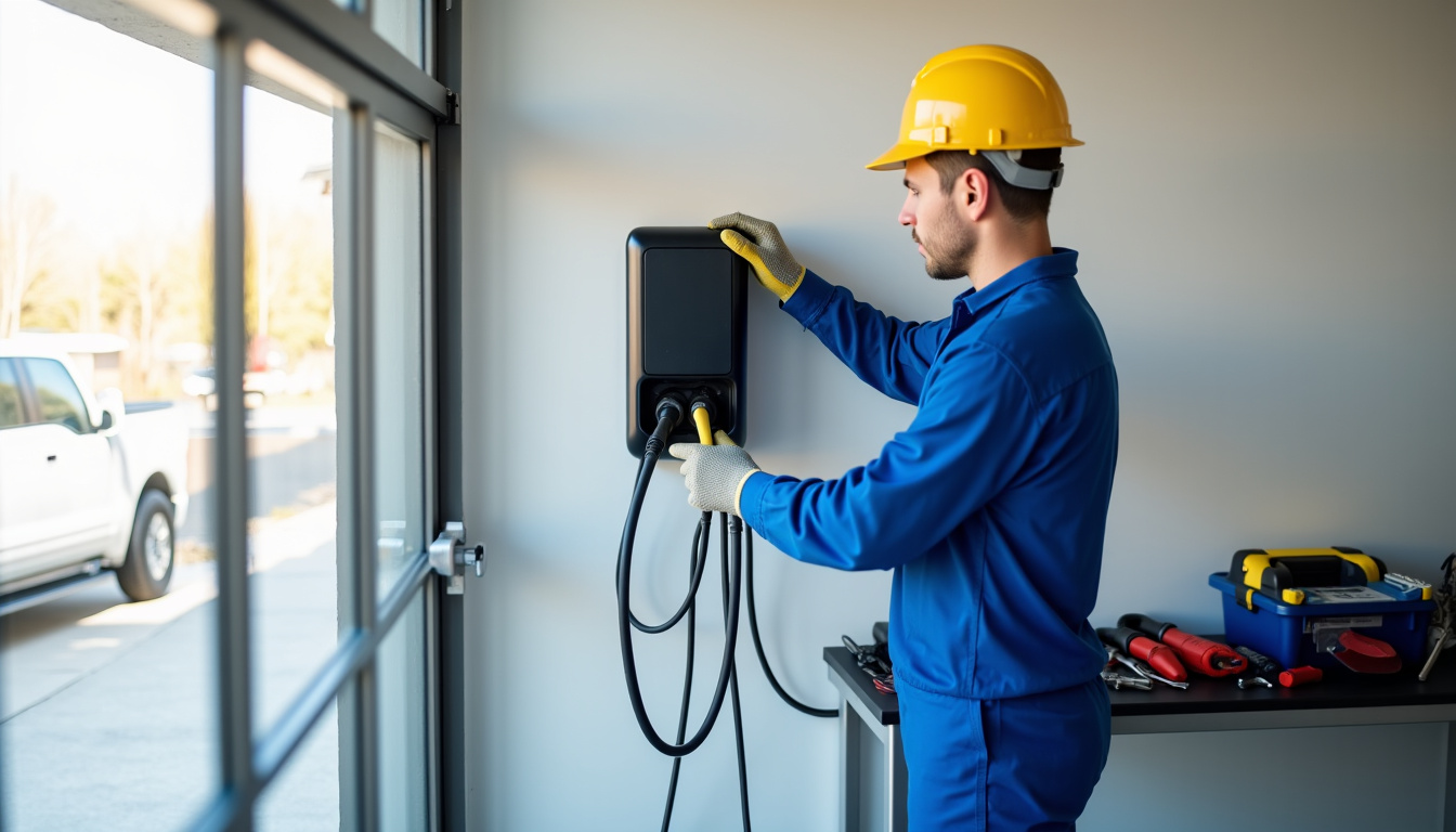 Électricien en train d