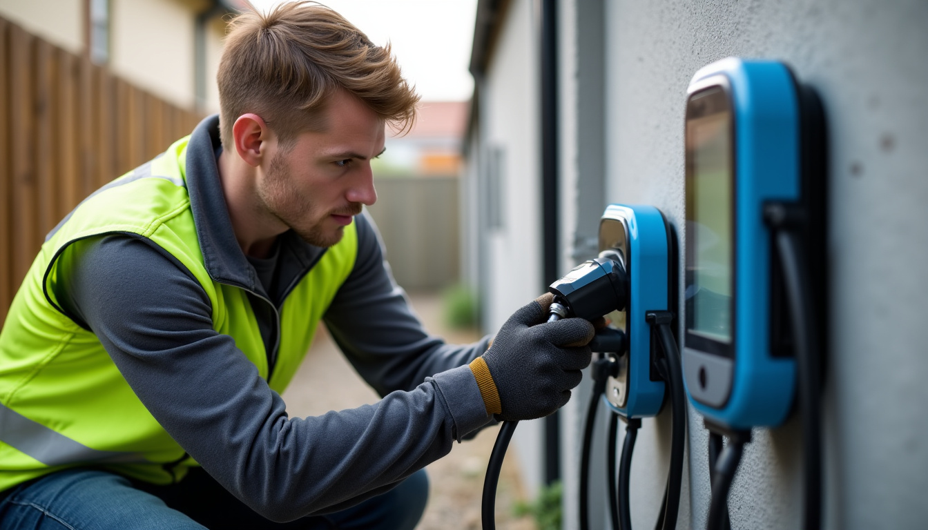 Électricien en train d