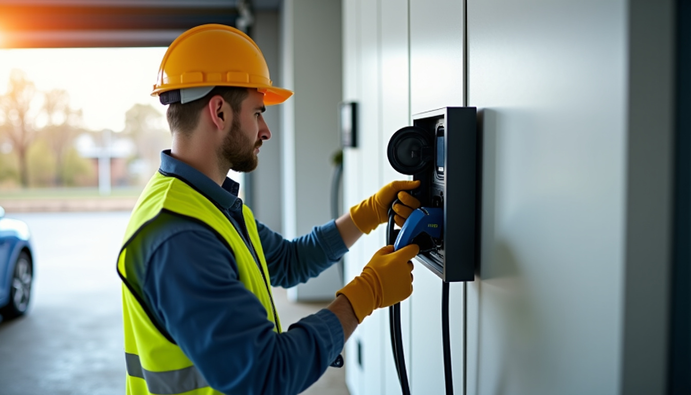 Électricien en train d