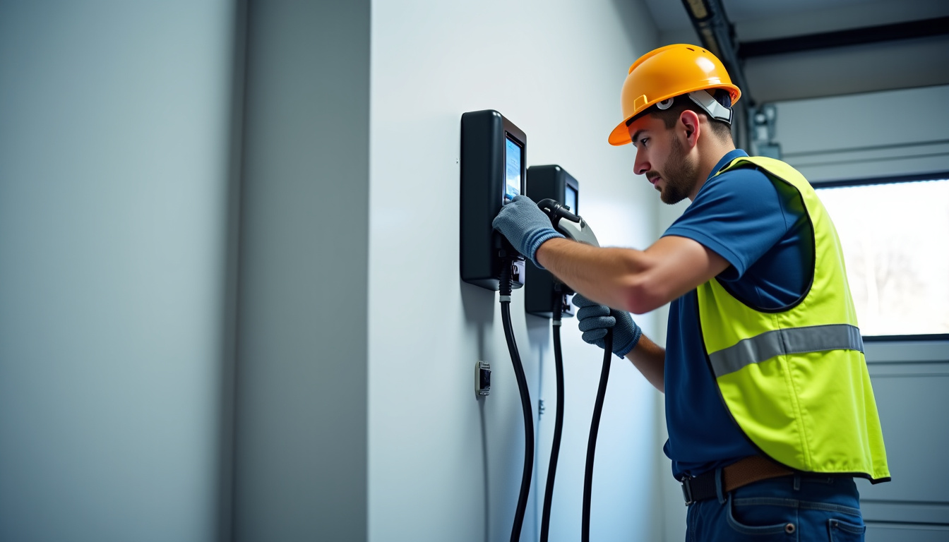 Électricien en train d