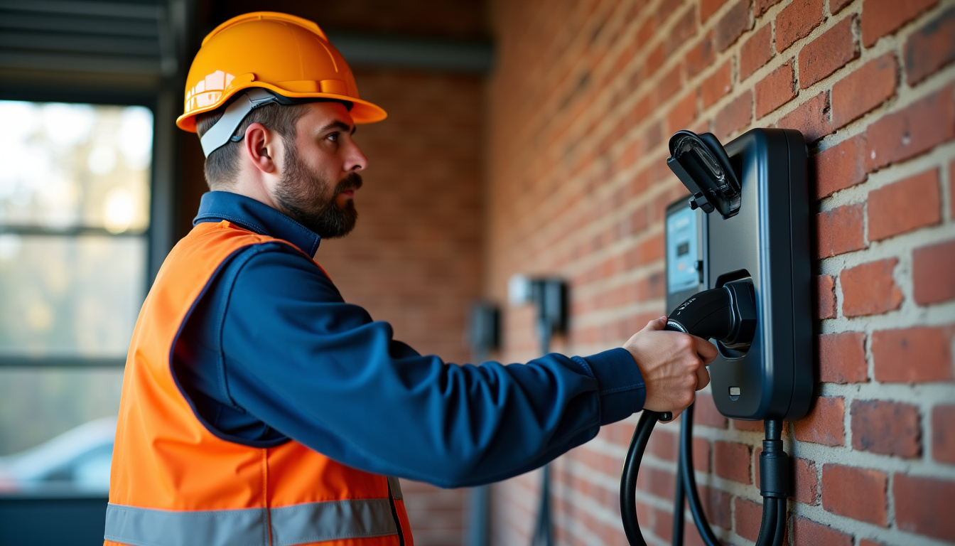 Électricien en train d