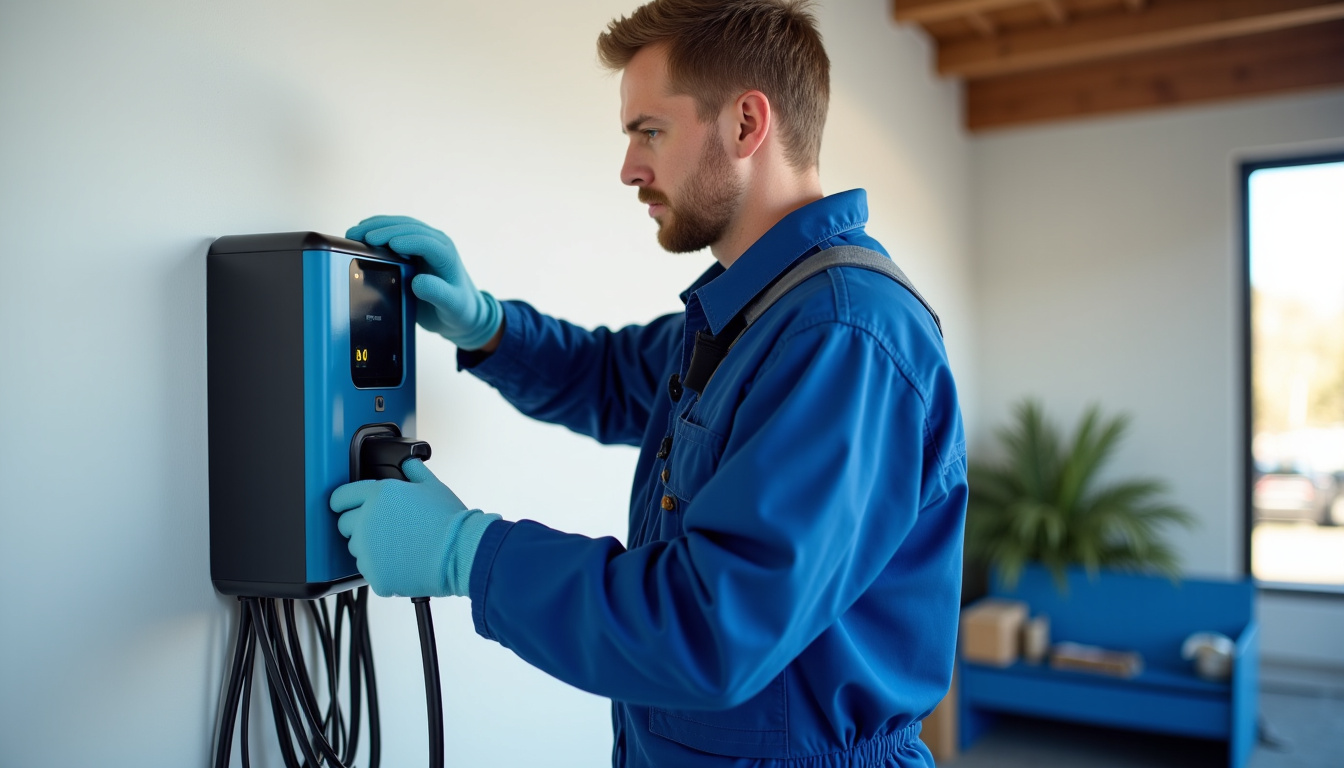 Électricien en train d