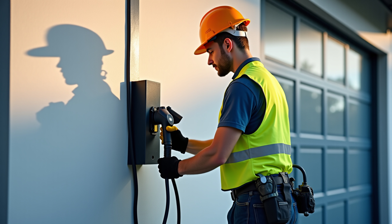 Électricien en train d