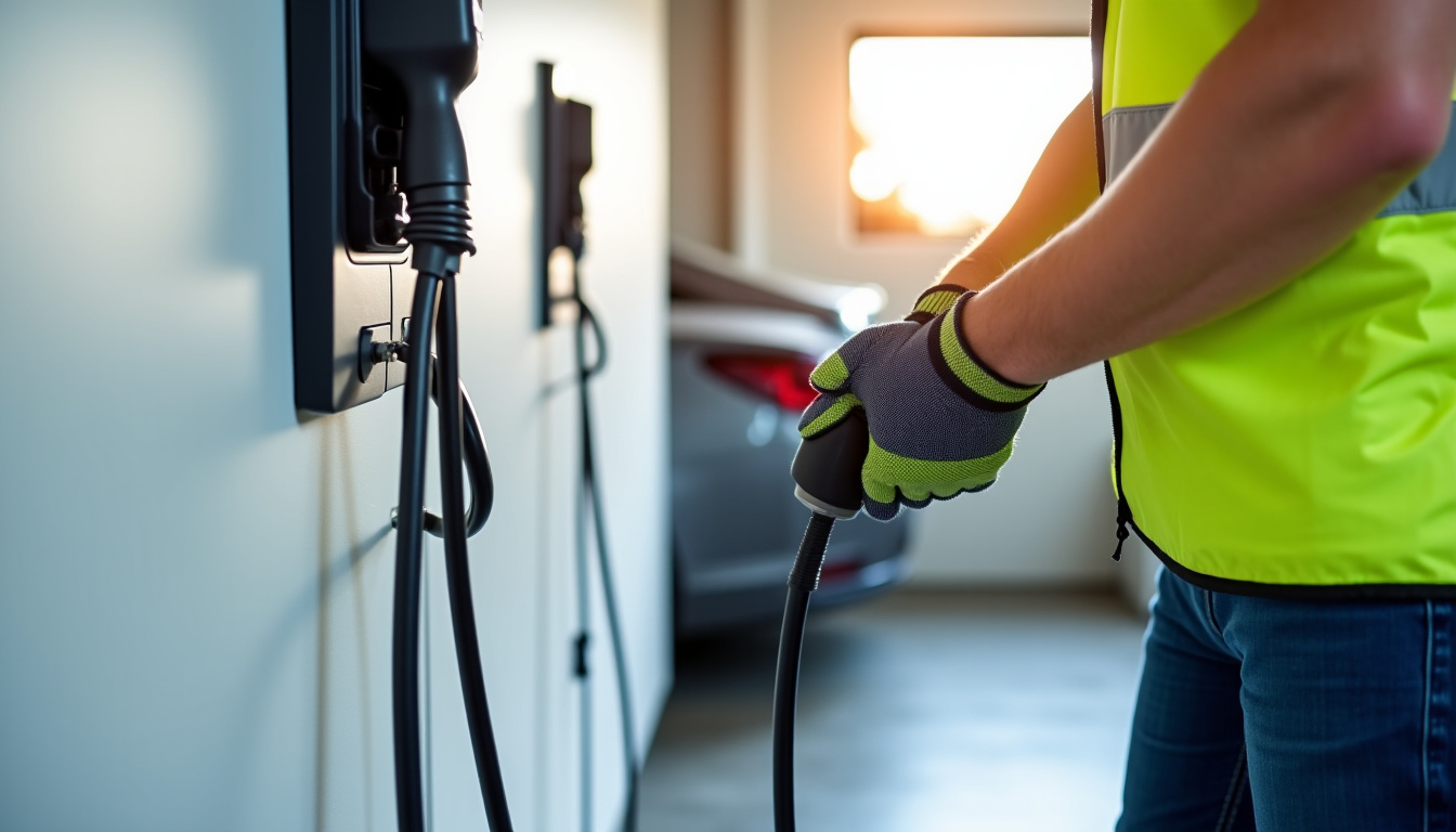 Électricien en train d