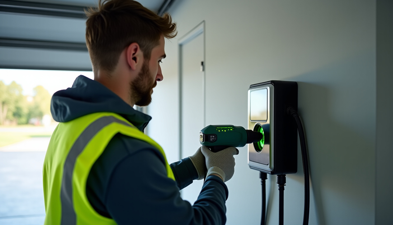 Électricien en train d