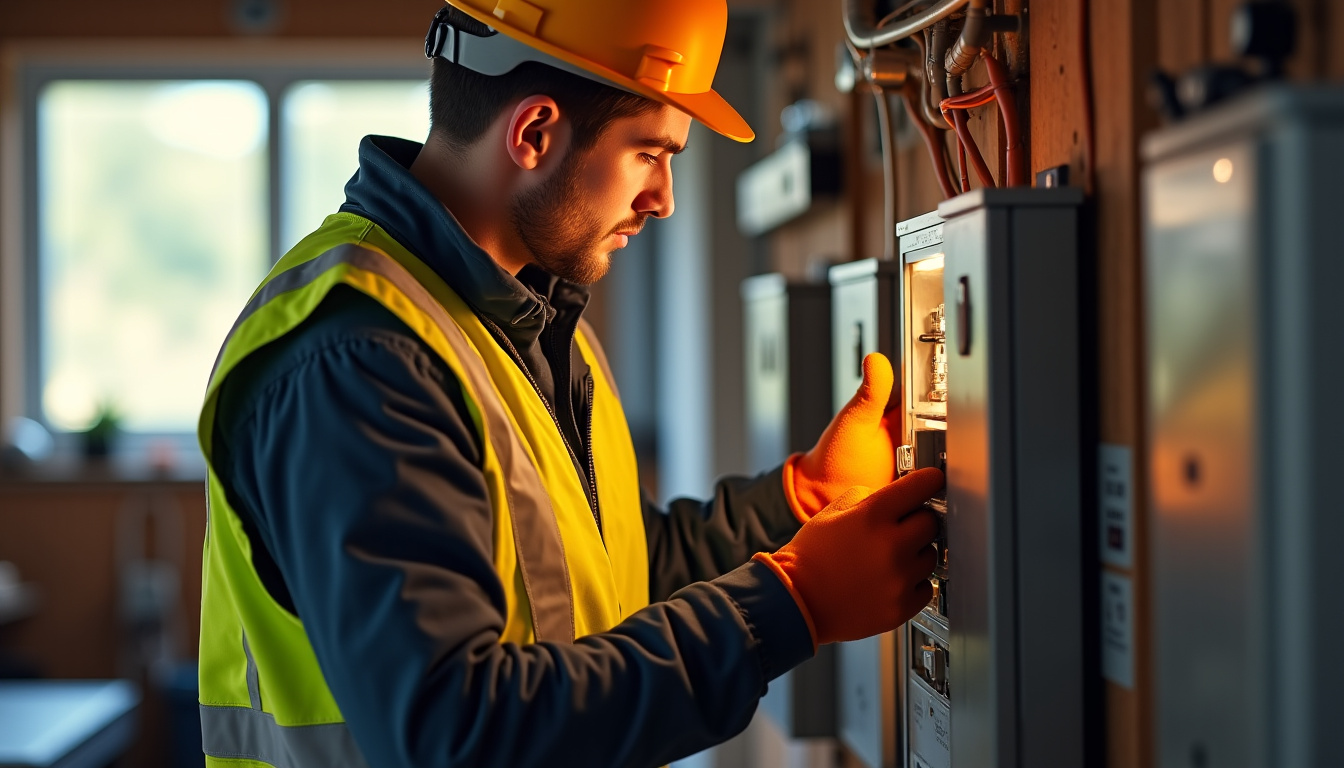 Électricien en train de vérifier l