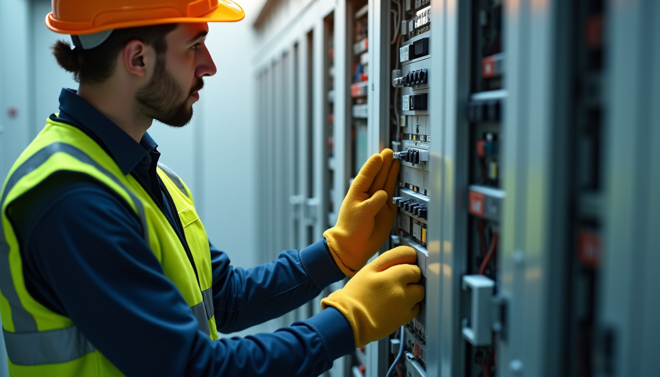 Électricien inspectant un tableau électrique avant installation d