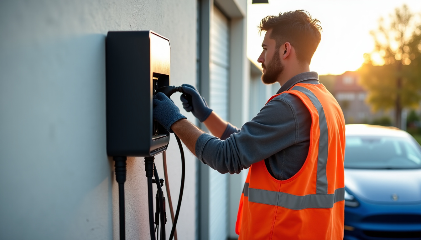 Électricien IRVE en train d