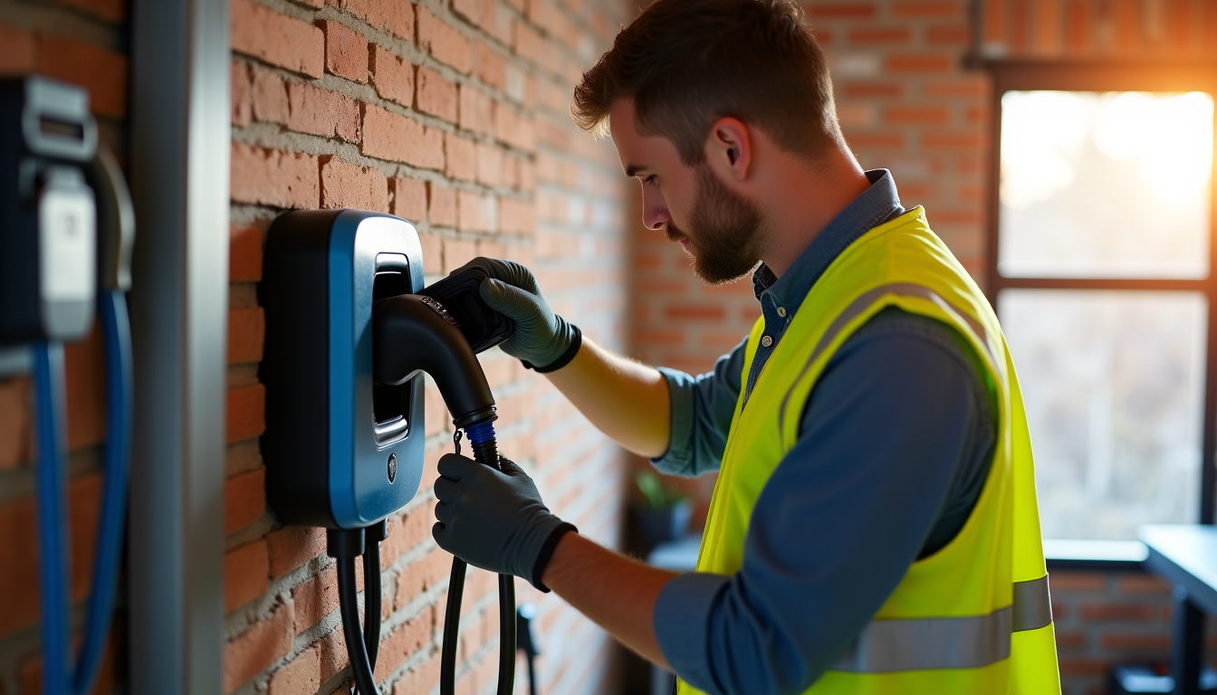 Électricien professionnel en train d