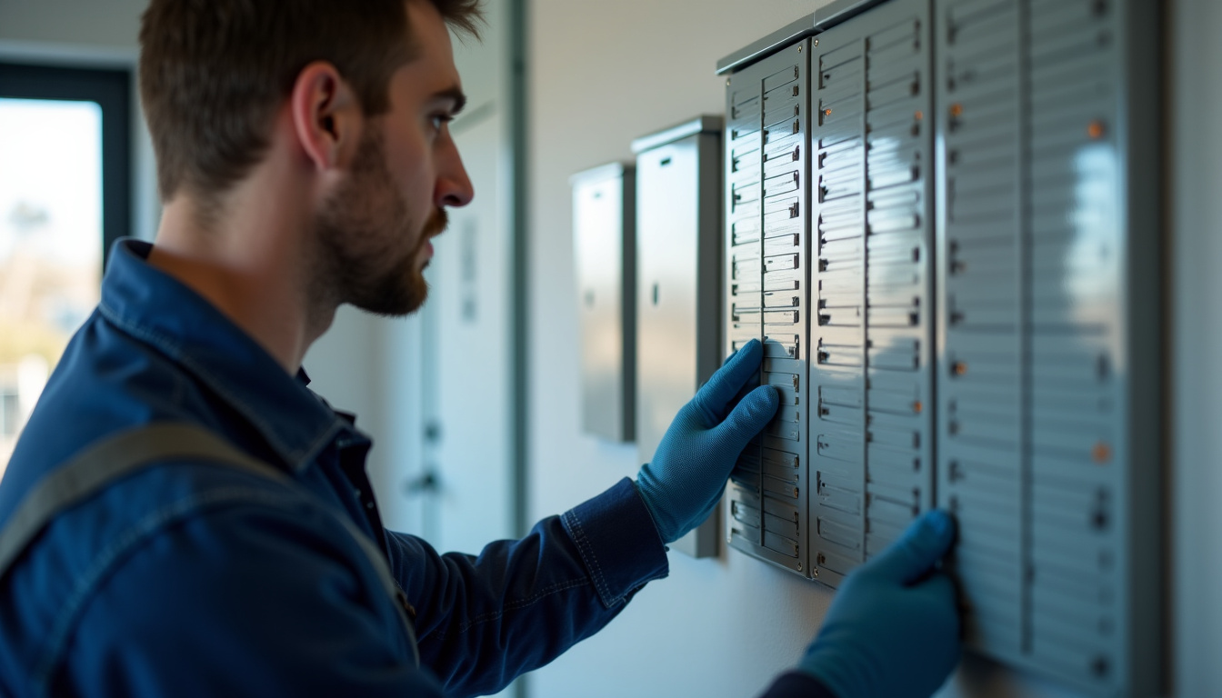 Électricien vérifiant le tableau électrique lors d