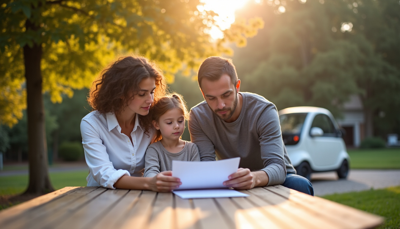 Famille étudiant un devis pour l