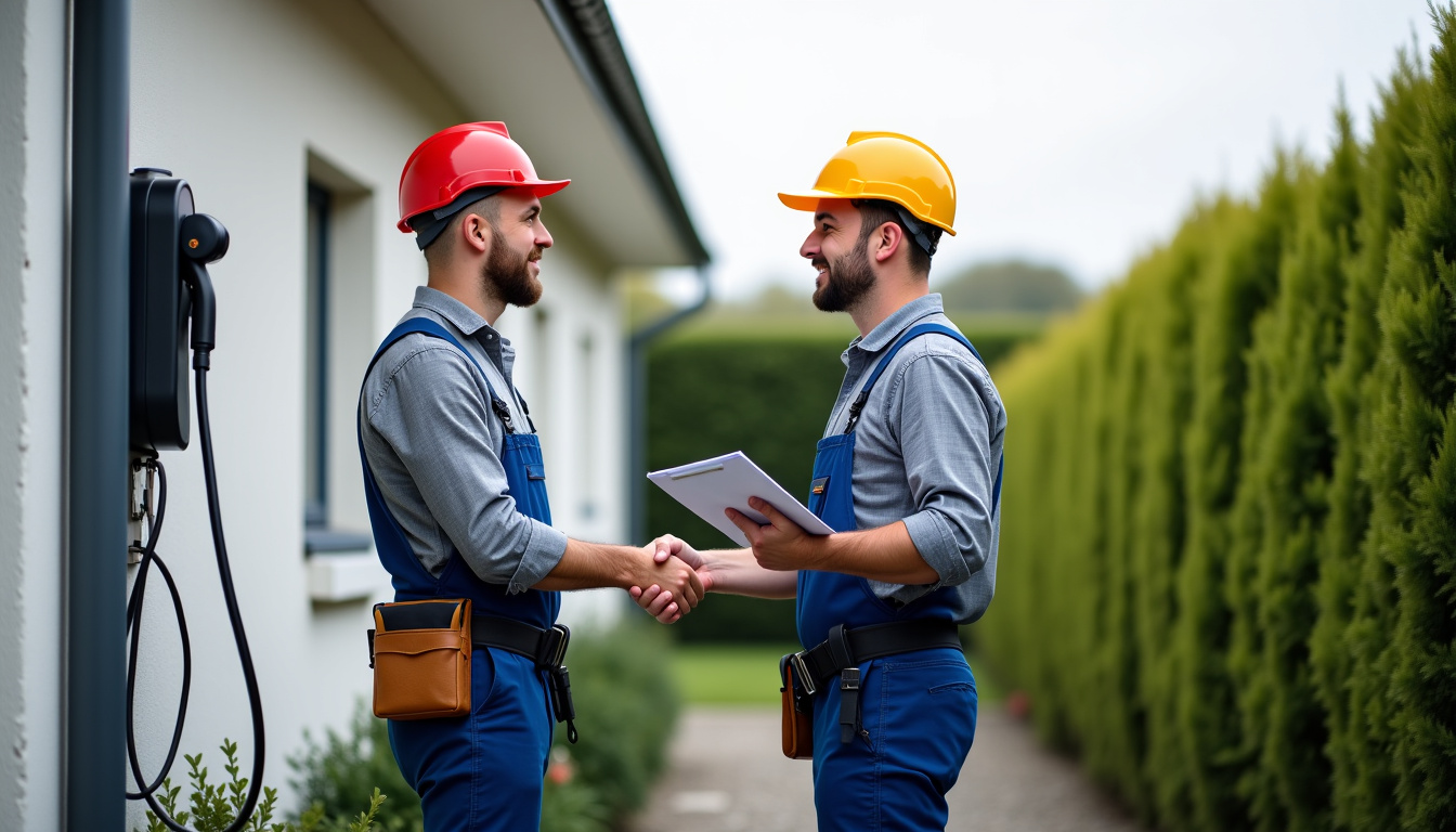 Installateur local discutant avec un client à Lanfains