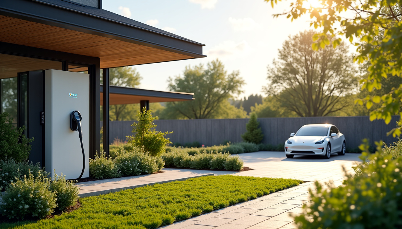 Installation d’une borne de recharge couplée à des panneaux solaires dans un jardin à Seboncourt