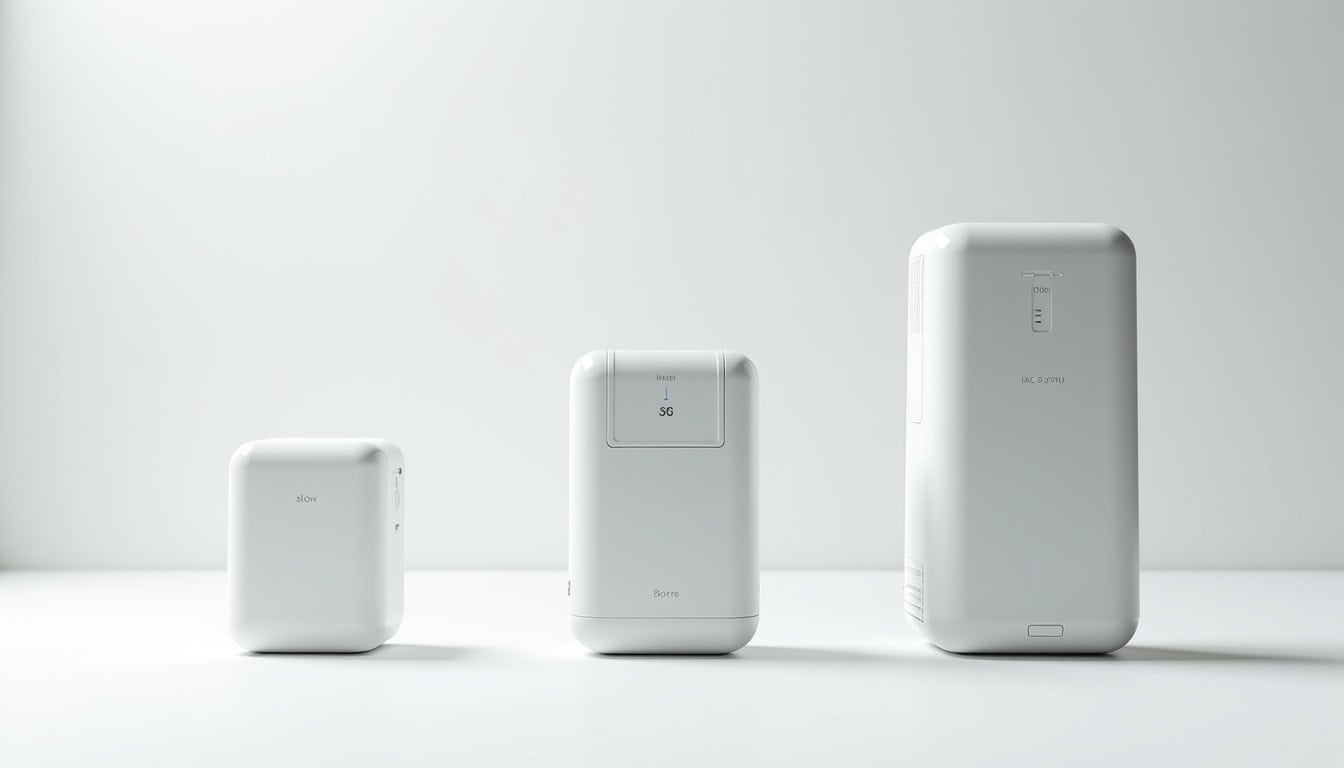 Comparaison visuelle des différents types de bornes de recharge électrique: lente, accélérée et rapide